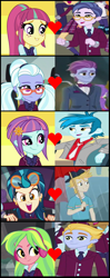 Size: 853x2161 | Tagged: safe, clayton potter, gold rush (character), indigo zap, larry cooper, lemon zest, lemonade blues, sour sweet, sugarcoat, sunny flare, thunderbass, eqg summertime shorts, equestria girls, equestria girls (movie), friendship games, legend of everfree, monday blues, background human, claytonsweet, cropped, female, glasses, goldzap, heart, male, shadow five, shipping, shipping domino, straight, thunderflare, zestblue