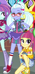 Size: 284x593 | Tagged: safe, screencap, sour sweet, sugarcoat, sunny flare, dance magic, equestria girls, spoiler:eqg specials, converse, cropped, crystal prep shadowbolts, graffiti, looking at you, offscreen character, shoes