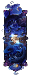 Size: 510x1223 | Tagged: safe, artist:secret-pony, nightmare moon, princess luna, alicorn, pony, duality, magic, stained glass