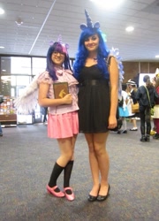 Size: 649x900 | Tagged: safe, princess luna, twilight sparkle, twilight sparkle (alicorn), human, cosplay, irl, irl human, photo, tigercon