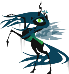 Size: 2099x2270 | Tagged: safe, artist:anonymousnekodos, queen chrysalis, changeling, changeling queen, pony, female, high res, hooves, horn, lineless, rearing, simple background, solo, style emulation, transparent background, wings
