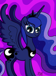 Size: 590x794 | Tagged: safe, artist:jay muniz, princess luna, alicorn, pony, female, horn, mare, simple background, solo