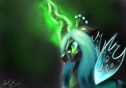 Size: 2120x1484 | Tagged: safe, artist:vet2b, queen chrysalis, changeling, changeling queen, female, magic, solo