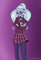 Size: 800x1172 | Tagged: safe, artist:tdrawsuwu, sugarcoat, equestria girls, clothes, crossed arms, crystal prep academy uniform, female, gradient background, school uniform, solo