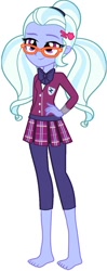 Size: 336x852 | Tagged: safe, artist:marcorois, edit, editor:thomasfan45, sugarcoat, equestria girls, barefoot, clothes, crystal prep academy, crystal prep academy uniform, crystal prep shadowbolts, feet, glasses, hand on hip, pigtails, school uniform, solo, vector