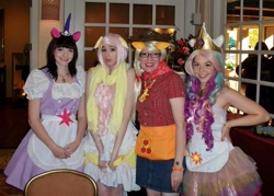 Size: 960x689 | Tagged: safe, applejack, fluttershy, princess celestia, twilight sparkle, human, cosplay, irl, irl human, photo