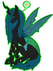 Size: 503x673 | Tagged: safe, artist:kittyisawolf, queen chrysalis, changeling, changeling queen, female, heart, solo