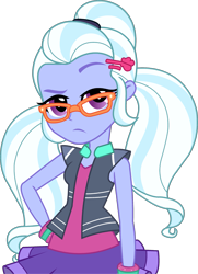 Size: 2099x2897 | Tagged: safe, artist:remcmaximus, edit, sugarcoat, dance magic, equestria girls, spoiler:eqg specials, breasts, cleavage, cropped, hand on hip, looking at you, simple background, solo, transparent background, unamused, vector