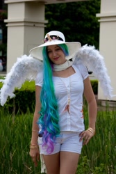 Size: 2653x3980 | Tagged: safe, artist:artisticangel17, princess celestia, human, anime north, anime north 2012, cosplay, hat, irl, irl human, photo, solo, sun hat