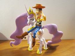 Size: 980x735 | Tagged: safe, princess celestia, crossover, custom, figure, hentai woody, irl, photo, princess molestia, riding, sculpture, tongue out, woody