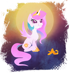 Size: 900x921 | Tagged: safe, artist:rariedash, princess celestia, alicorn, pony, banana, chewing, cute, cutelestia, cutie mark, female, food, hooves, horn, lineless, mare, sitting, solo, spread wings, wings