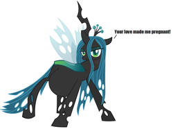 Size: 1065x792 | Tagged: safe, queen chrysalis, changeling, changeling queen, female, green eyes, horn, pregnant, pregnant edit, solo