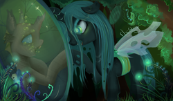 Size: 7000x4100 | Tagged: dead source, safe, artist:fly-gray, queen chrysalis, changeling, changeling queen, absurd resolution, changelingified, cocoon