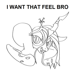 Size: 714x642 | Tagged: safe, queen chrysalis, human, feels, image macro, tongue out