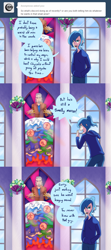 Size: 1000x2250 | Tagged: safe, artist:7nights, discord, princess luna, human, ask, ask human luna, comic, humanized, light skin, s1 luna, stained glass, tumblr