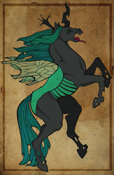 Size: 455x700 | Tagged: safe, artist:namedyoro, queen chrysalis, changeling, changeling queen, female, solo