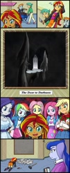 Size: 800x1977 | Tagged: safe, applejack, fluttershy, princess luna, rainbow dash, rarity, snails, snips, sunset shimmer, vice principal luna, equestria girls, door to darkness, exploitable meme, kingdom hearts, meme, sunset's art critics