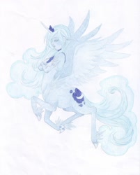 Size: 1024x1275 | Tagged: safe, artist:bellalullaby, princess luna, centaur, solo, traditional art