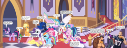 Size: 1280x480 | Tagged: safe, artist:aratta2001, artist:belpheles, applejack, fluttershy, pinkie pie, princess cadance, princess celestia, princess luna, rainbow dash, rarity, shining armor, spike, twilight sparkle, alicorn, dragon, earth pony, pegasus, pony, unicorn, a canterlot wedding, adder, advance wars, bad end, breakup, comic, crossover, crying, depressed, depression, dialogue, did i miss anything, flak, floppy ears, mane seven, mane six, ocular gushers, rob gronkowski, sad, start of darkness, totally lashed, wedding blues, wedding scars, whining armor