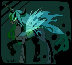 Size: 665x603 | Tagged: safe, artist:hanada, queen chrysalis, changeling, changeling queen, female, horn, pixiv, solo