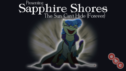 Size: 1920x1080 | Tagged: safe, sapphire shores, earth pony, pony, fallout equestria, cover art, eyes closed, mare, music, simple background, singing, solo, song, title card, youtube link