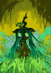 Size: 700x993 | Tagged: dead source, safe, artist:projectzuel, queen chrysalis, changeling, changeling queen, slime, solo