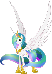 Size: 2803x3951 | Tagged: safe, artist:nemesis360, princess celestia, alicorn, pony, looking at you, smiling, solo, spread wings, standing