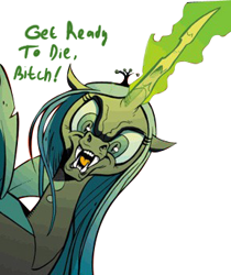 Size: 288x343 | Tagged: safe, edit, idw, queen chrysalis, changeling, changeling queen, female, horn, vulgar