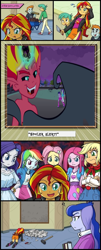 Size: 414x1024 | Tagged: safe, applejack, fluttershy, pinkie pie, princess luna, rainbow dash, rarity, snails, snips, sunset satan, sunset shimmer, vice principal luna, equestria girls, exploitable meme, meme, sunset's art critics