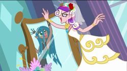 Size: 1920x1080 | Tagged: safe, artist:trinityinyang, princess cadance, queen chrysalis, a canterlot wedding, humanized, reference, scene interpretation, the little mermaid