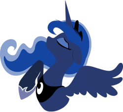 Size: 1185x1080 | Tagged: safe, artist:rariedash, princess luna, alicorn, pony, bust, eyes closed, female, floppy ears, hooves, horn, lineless, mare, portrait, profile, simple background, solo, spread wings, transparent background, wings