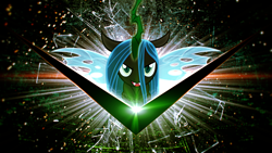 Size: 1920x1080 | Tagged: safe, artist:bronyyay123, queen chrysalis, changeling, changeling queen, lens flare, vector, wallpaper