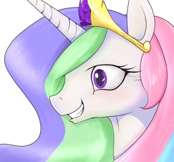 Size: 1273x1186 | Tagged: safe, artist:snk, princess celestia, alicorn, pony, grin, pixiv, portrait, solo