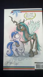 Size: 1024x1816 | Tagged: safe, artist:andypriceart, idw, queen chrysalis, oc, oc:oceanmirror, changeling, changeling queen, traditional art