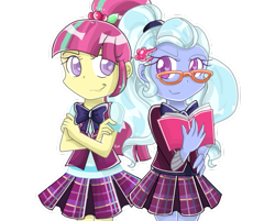 Size: 681x548 | Tagged: safe, artist:deab-sta, sour sweet, sugarcoat, equestria girls, friendship games, book, clothes, crystal prep academy uniform, school uniform, simple background, transparent background