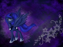 Size: 1066x800 | Tagged: dead source, safe, princess luna, alicorn, pony, crown, ethereal mane, female, horseshoes, jewelry, mare, regalia, solo, walking