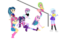 Size: 3958x2847 | Tagged: safe, artist:diana173076, dean cadance, indigo zap, lemon zest, princess cadance, sci-twi, sour sweet, sugarcoat, sunny flare, twilight sparkle, equestria girls, alternate hairstyle, group, shadow six, simple background, white background