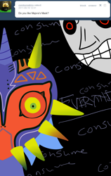 Size: 630x1000 | Tagged: safe, artist:poppin, princess luna, alicorn, pony, ask, ask loony luna, black sclera, crossover, loony luna, moon, solo, the legend of zelda, the legend of zelda: majora's mask, tumblr