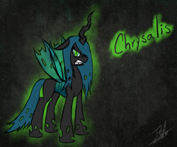 Size: 900x750 | Tagged: safe, artist:tomazii7, queen chrysalis, changeling, changeling queen, female, green eyes, horn, solo