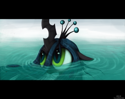 Size: 2317x1838 | Tagged: safe, artist:vongrell, queen chrysalis, changeling, changeling queen, solo, underwater, water, wet mane