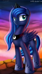 Size: 3240x5760 | Tagged: safe, artist:michellka, princess luna, alicorn, pony, detailed background, female, mare, solo