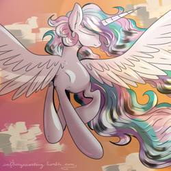 Size: 700x700 | Tagged: safe, artist:snowey, princess celestia, alicorn, pony, eyes closed, female, horn, mare, solo