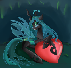 Size: 4755x4566 | Tagged: safe, artist:pridark, queen chrysalis, changeling, changeling queen, absurd resolution, female, glasses, heart, solo