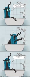 Size: 500x1264 | Tagged: safe, artist:el-yeguero, queen chrysalis, changeling, changeling queen, bathtub, comic, shower, spanish, translation, tumblr