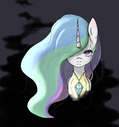 Size: 1556x1669 | Tagged: safe, artist:yamasuna, princess celestia, alicorn, pony, darkness, pixiv, solo