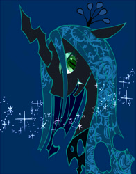 Size: 600x767 | Tagged: safe, artist:aki, queen chrysalis, changeling, changeling queen, female, pixiv, solo