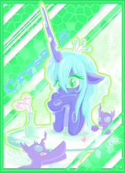 Size: 595x822 | Tagged: safe, artist:pupupu6000, queen chrysalis, changeling, changeling queen, drone, fangs, horn, wings