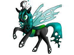 Size: 1600x1200 | Tagged: safe, artist:kitsunebaku, queen chrysalis, changeling, changeling queen, female, green eyes, horn, solo