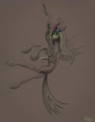 Size: 918x1180 | Tagged: dead source, safe, artist:polkin, queen chrysalis, changeling, changeling queen, female, solo