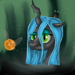 Size: 3600x3600 | Tagged: artist needed, source needed, safe, queen chrysalis, changeling, changeling queen, parasprite, female, horn